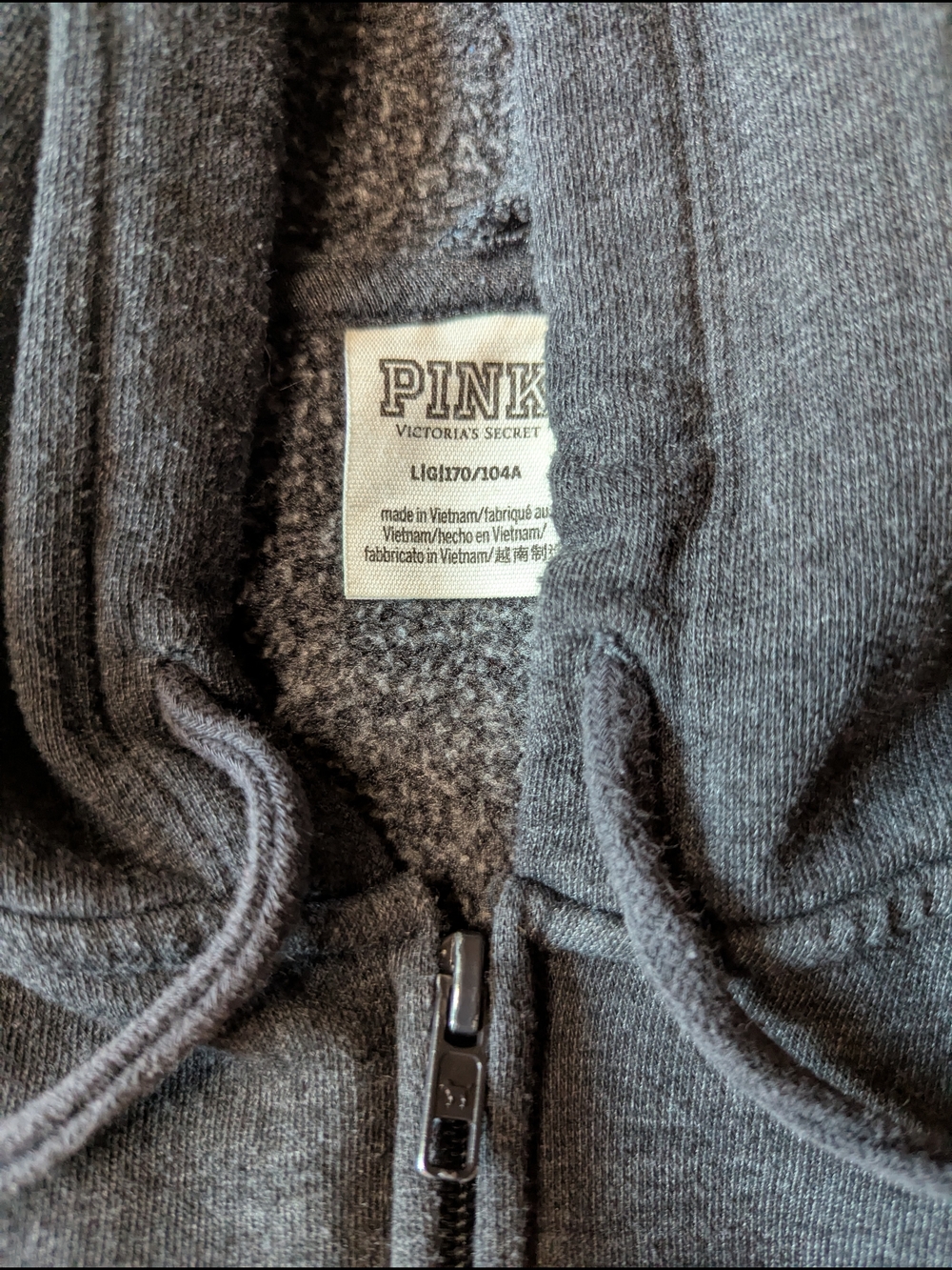 PINK Victoria's Secret Charcoal Gray 'LOVE PINK' Zip-Up Hoodie - Picture 9 of 9